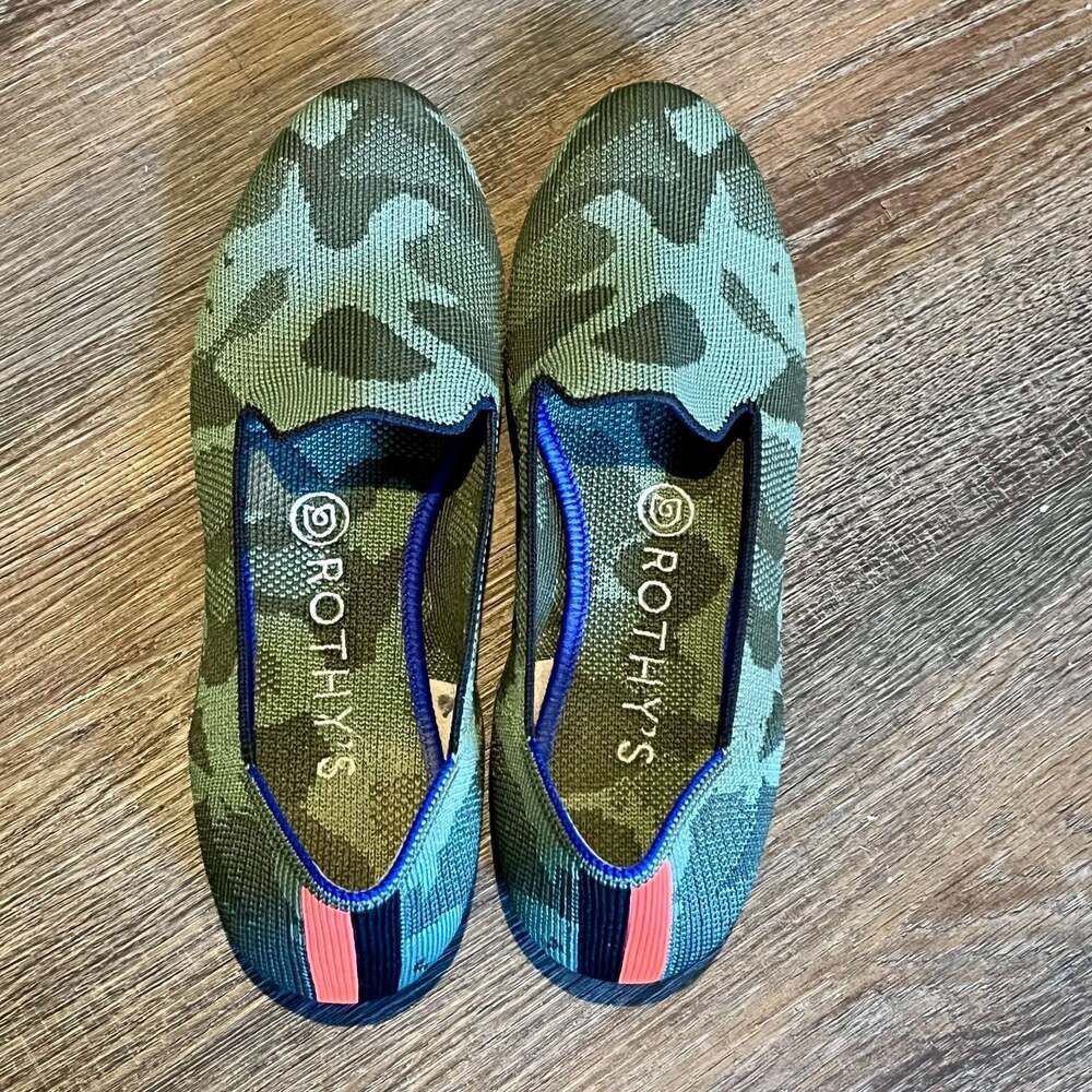 Rothy's The Loafer Olive Green Camo Slip-On Flats Size 7